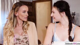 Busty stepmom tribbing with stepdaughter