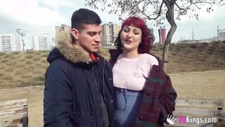 They got busted by a voyeur... And she blows his