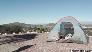 Camping stranger invited to threesome!