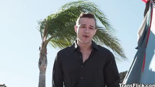 Camping stranger invited to threesome!