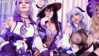 4 Hot movie game girls having an group sex with 1