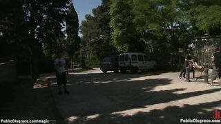 Redhead fucked in various public places