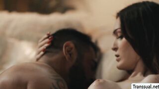 Big tits Tgirl barebacks her fat stepdad