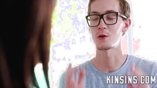 Adorable cunt with mouth shows stepbro how much she missed him