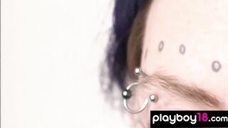 Inked lesbian goth babe got a new tattoo