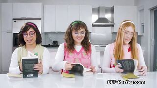 Reading a naughty book ends in wild foursome