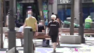 Young 'n shy hot seduces random men inside the streets