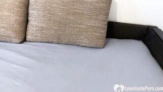 Attractive goddess massage a penis before sucking off it