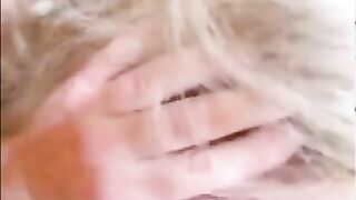 Blonde granny sucking hubby dick and drink cum