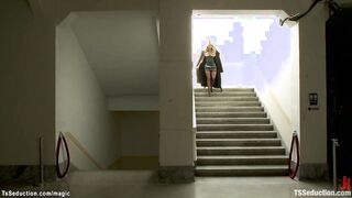 Maintenance guy fucked by shemale dom