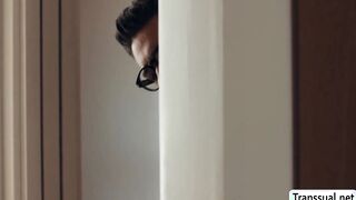 Horny stepson barebacks hot TS stepmom