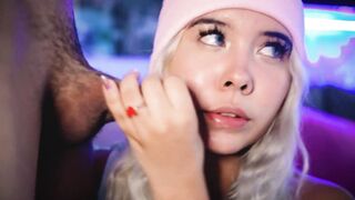 Bombshell blonde women give a head with a lot of