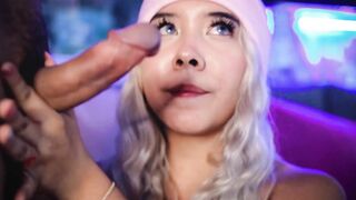 Bombshell blonde women give a head with a lot of