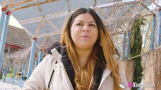 Chubby exhibitionist hispanic shows us her 'hood and gets banged
