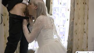 TS bride and bridesmaid fucked by groom