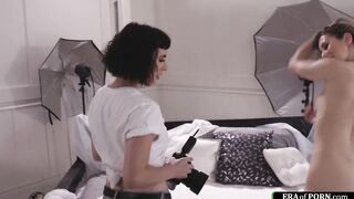 Photographer fucks girl with a strap on