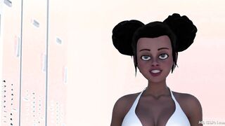 3D Ebony Schoolgirls Locker Room Fuck