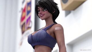 3D Ebony Schoolgirls Locker Room Fuck