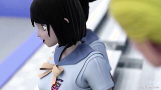 3D Ebony Schoolgirls Locker Room Fuck