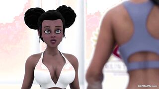 3D Ebony Schoolgirls Locker Room Fuck