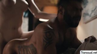 Hunk stepdad barebacked by TS stepteen
