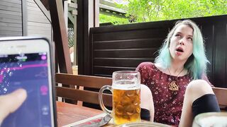 Remote orgasm control of my Stepsister into Pub!