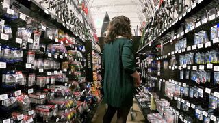 Pantyhosed Cougar - Sporting goods section