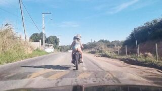 We were caught while ride a motorcycle with Beauty tie