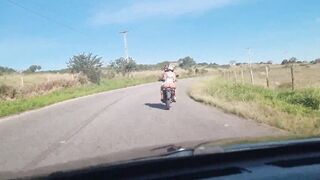 We were caught while ride a motorcycle with Beauty tie