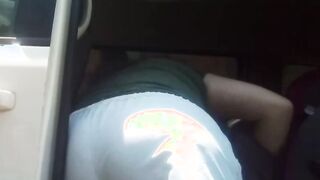 Large ass on bbw redhead bending over in shorts