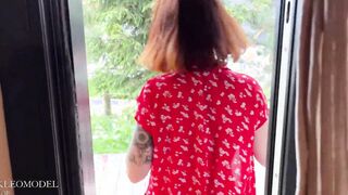 Street bj from red haired ex-wife and passionate sex, cum on