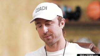 Coach anal fucks 2 petite cheerleaders