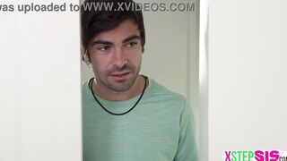 Curvy 19 year old stepsister Leana Lovings perved on by her freaky