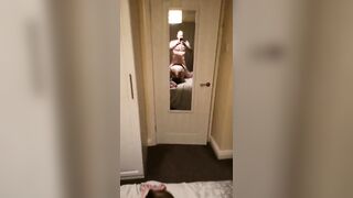 Hot butt bimbo fiance pounded inside front of mirror