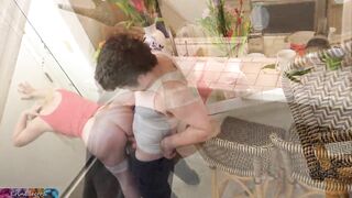 Stepbrother ejaculates into his stepsister