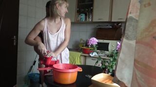 Russian Old Ex-Wife Gets Screwed While Cooking By Young Bro