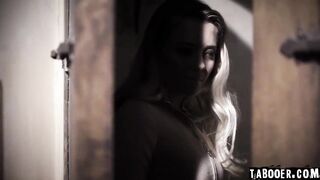 18 year old yo step-daughter Riley Star masturbates while secretely watching her