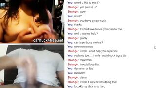 Freaky black dark haired showing her shaggy boobs for jerking dude