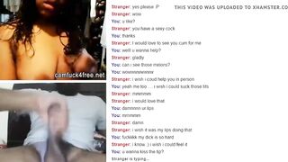 Freaky black dark haired showing her shaggy boobs for jerking dude