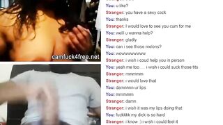 Freaky black dark haired showing her shaggy boobs for jerking dude