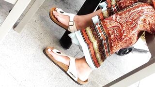 for birkens couple, her Bombshell pedicured big feets foot