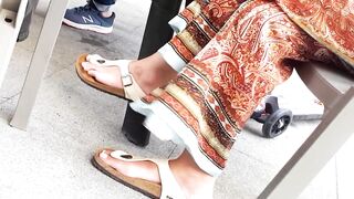 for birkens couple, her Bombshell pedicured big feets foot
