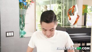 Thin Stepson Bursting his Hottie Stepmom to Save the Family,