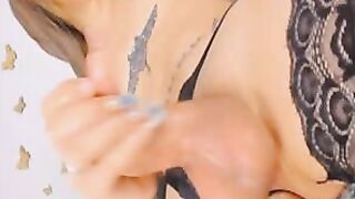 Shemale putting A Cock Toy On Her Anal Hole