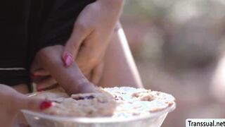 Lustful milf let TS neighbor fuck her pie
