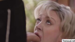 Lustful milf let TS neighbor fuck her pie