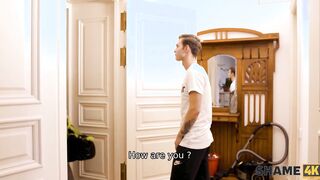 SHAME4K. Perv jerks off peeping on mom inside restroom and