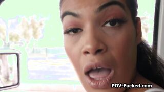 Lost busty ebony picked up for a quickie