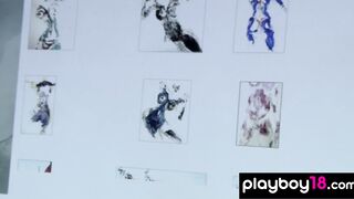 Artist using bodies to create paintings