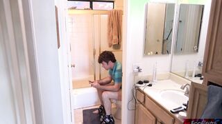 Stepson is addicted to porn and Stepmom uses her body